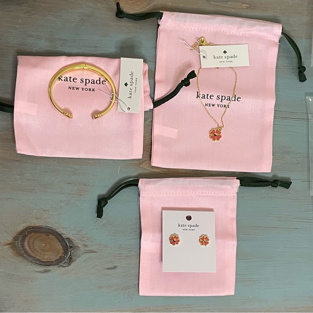 ✨3 items✨kate spade necklace, earrings & hinge bracelet in peach nectar